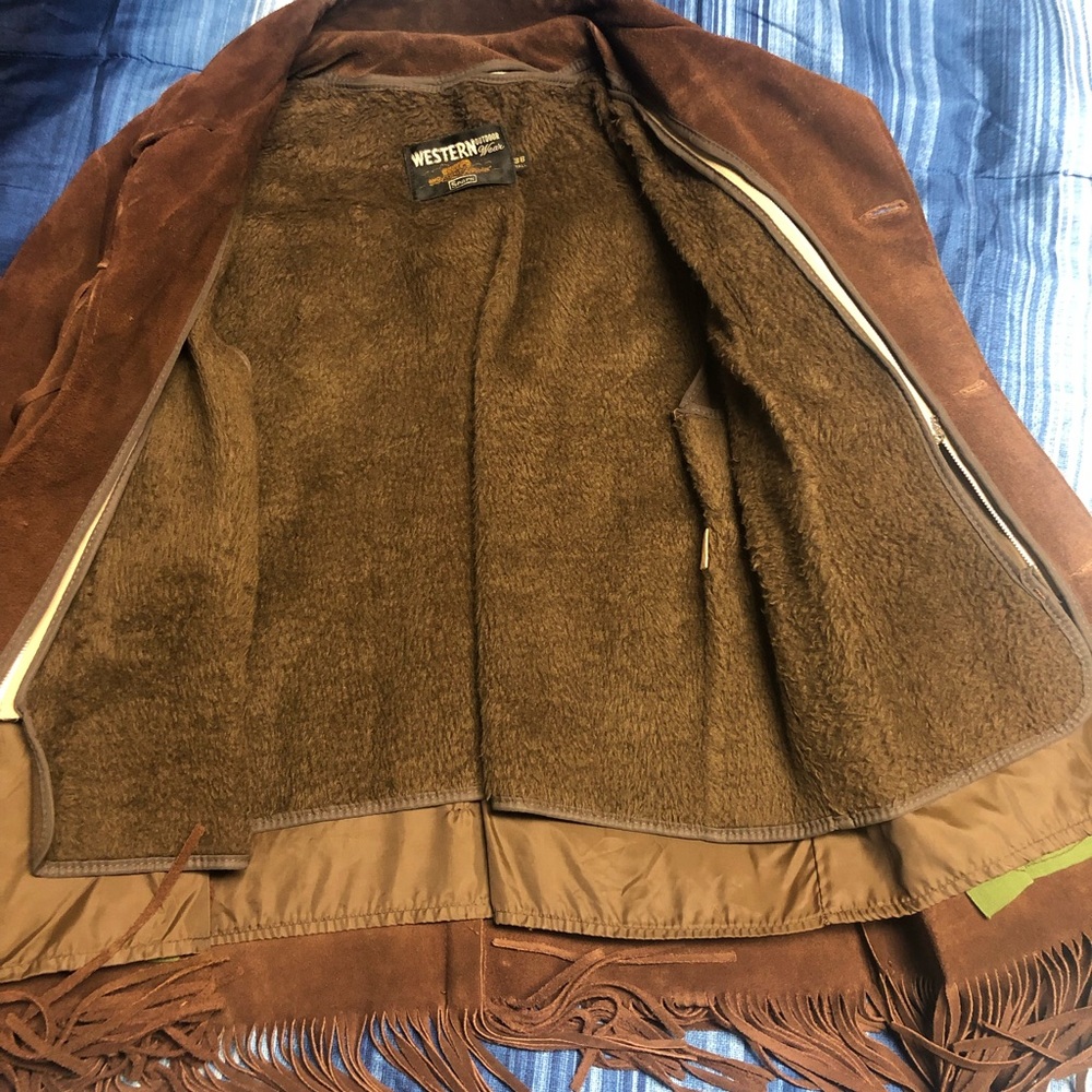 Vintage mens brown leather western outdoor wear jacket size 38 tall by Sears - Picture 2 of 13